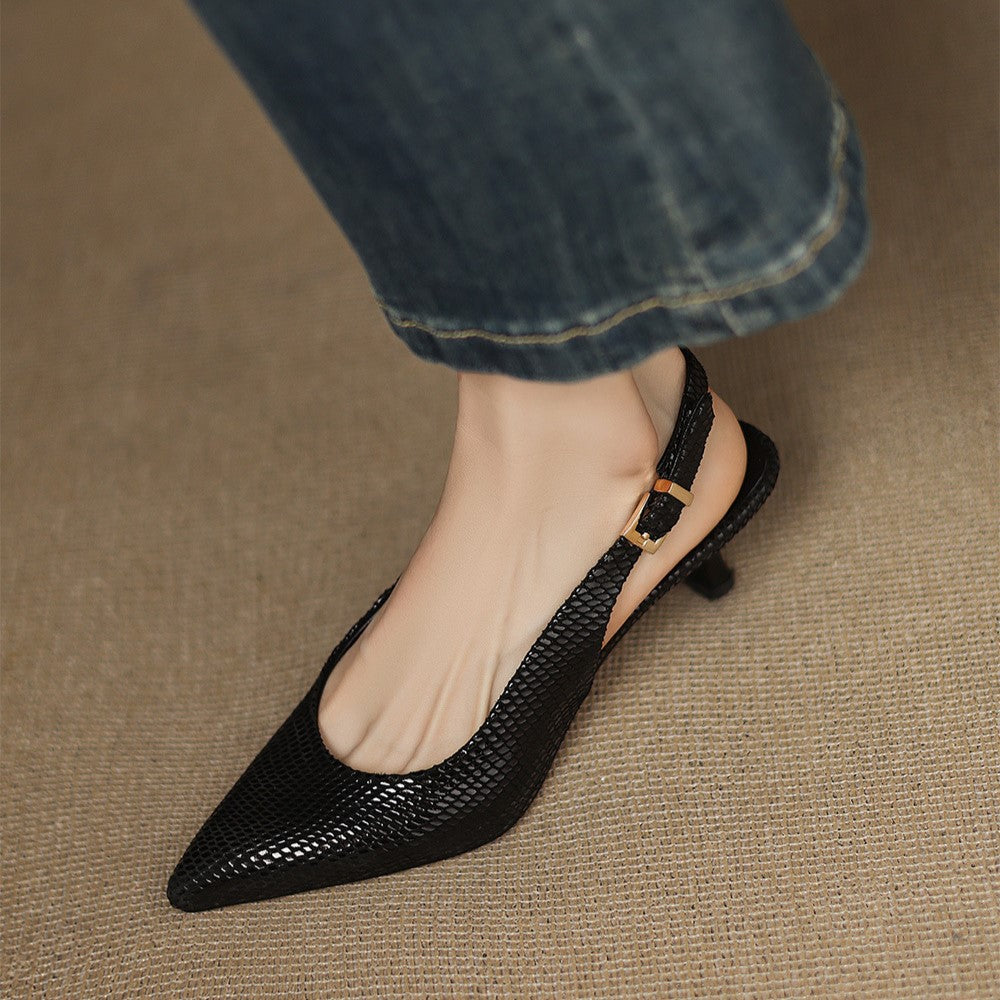Evangeline pointed heels, pair photographed from above in Garnet Wine