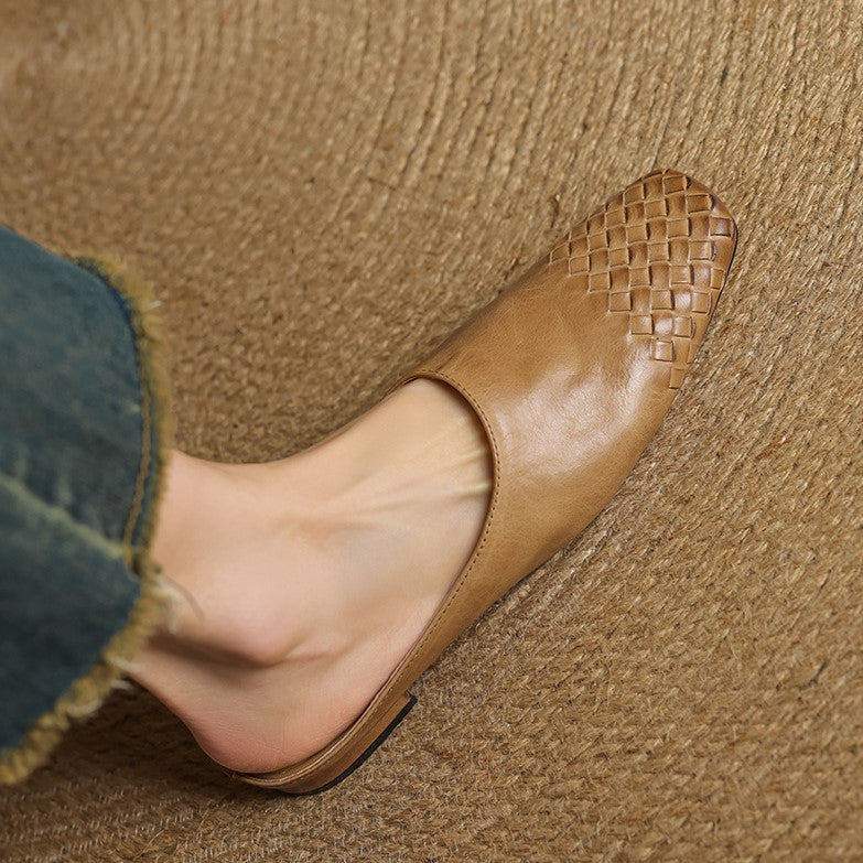 Meredith flat mules worn with cropped trousers