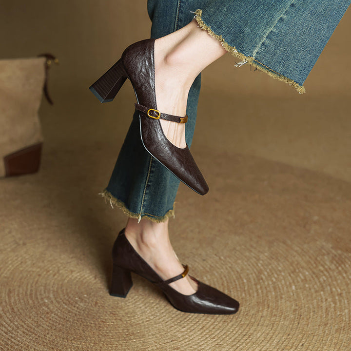 Bridget pumps, front view in Espresso Brown