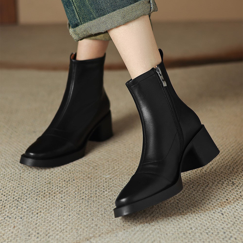 Velisse Leather Block Boots