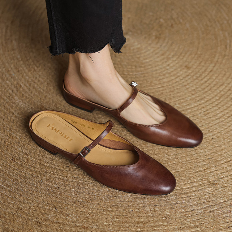 Clementine Mary-Jane leather mule, three-quarter view