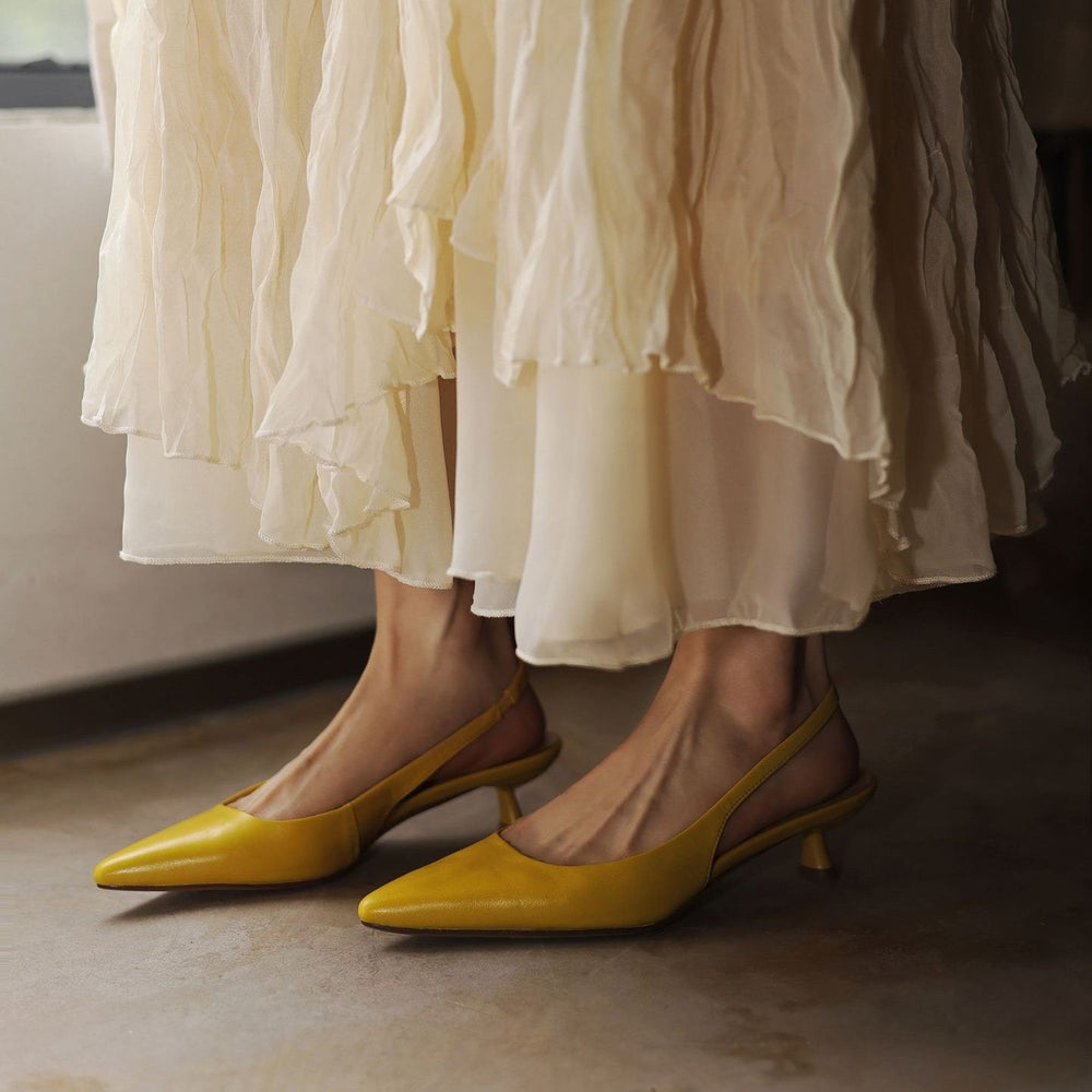 Lillian lambskin leather slingback, three-quarter view