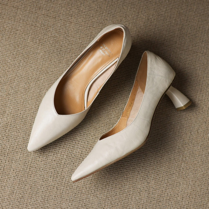 Midnight Black Maureen pumps photographed from above