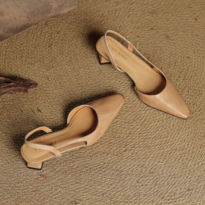 Leather slingback pumps styled with cropped trousers
