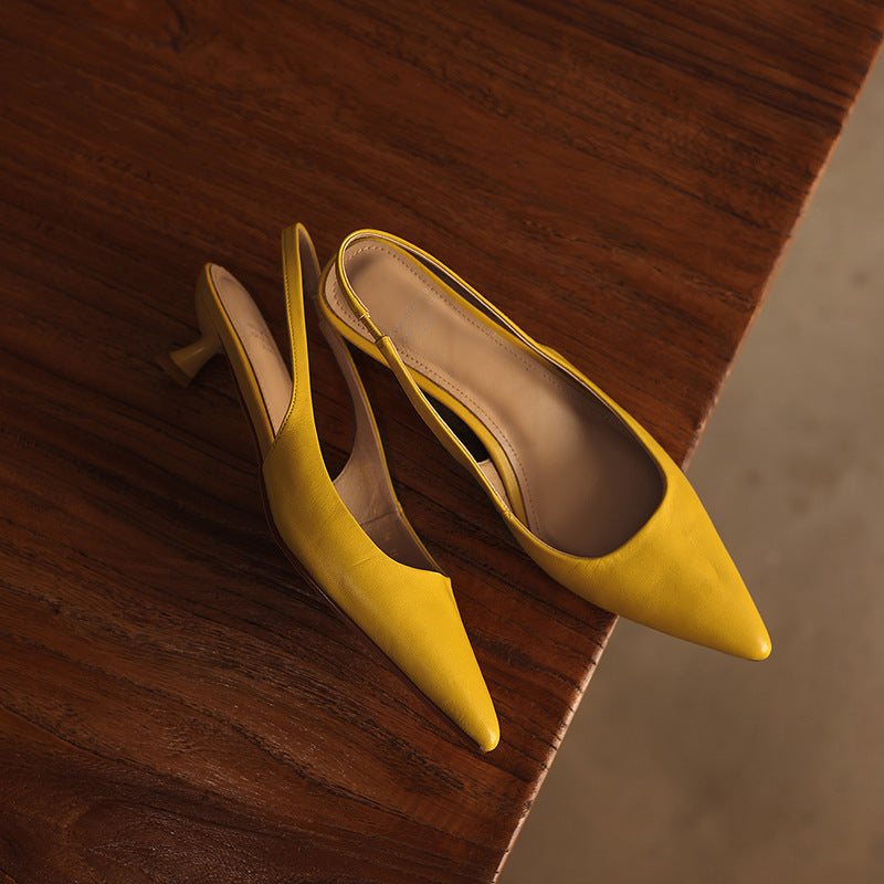 Women's lambskin leather slingback heels shown as a pair