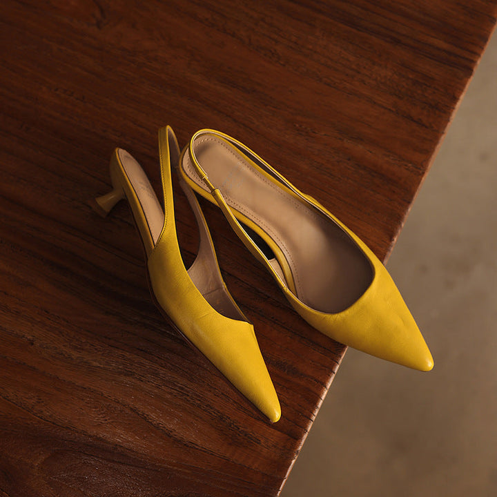 Women's lambskin leather slingback heels shown as a pair