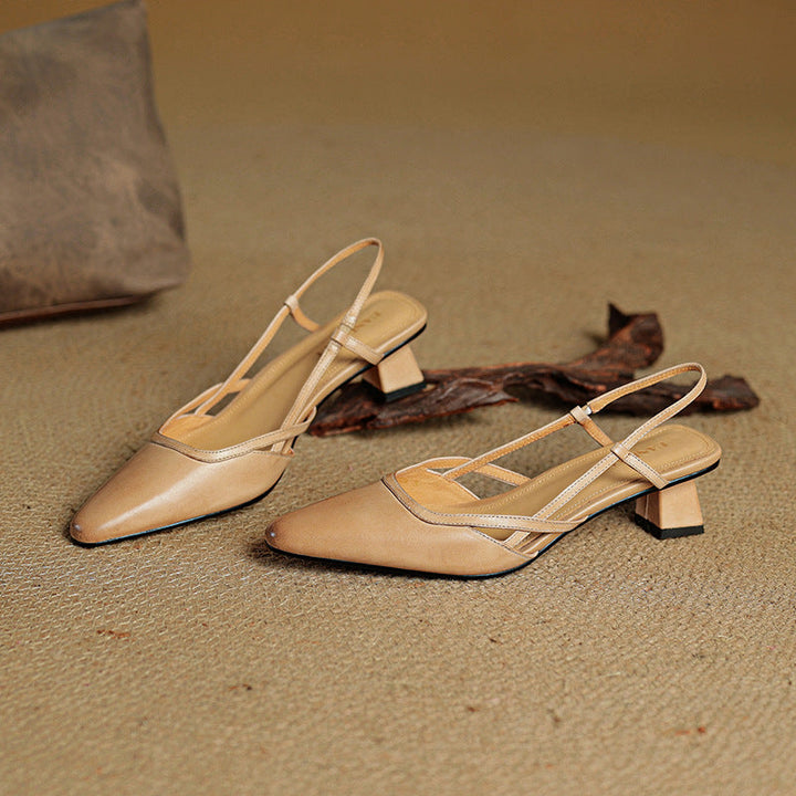 Wine Redwood Pauline slingback heels photographed from above