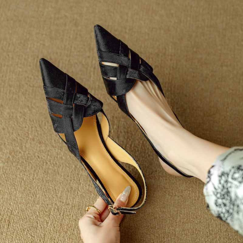 Josephine | Woven Leather Slingback Heels