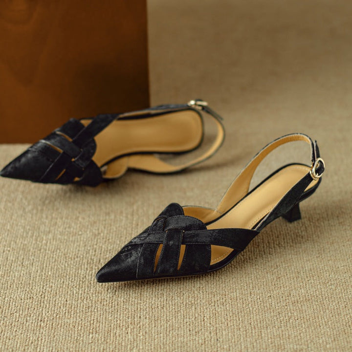 Josephine | Woven Leather Slingback Heels