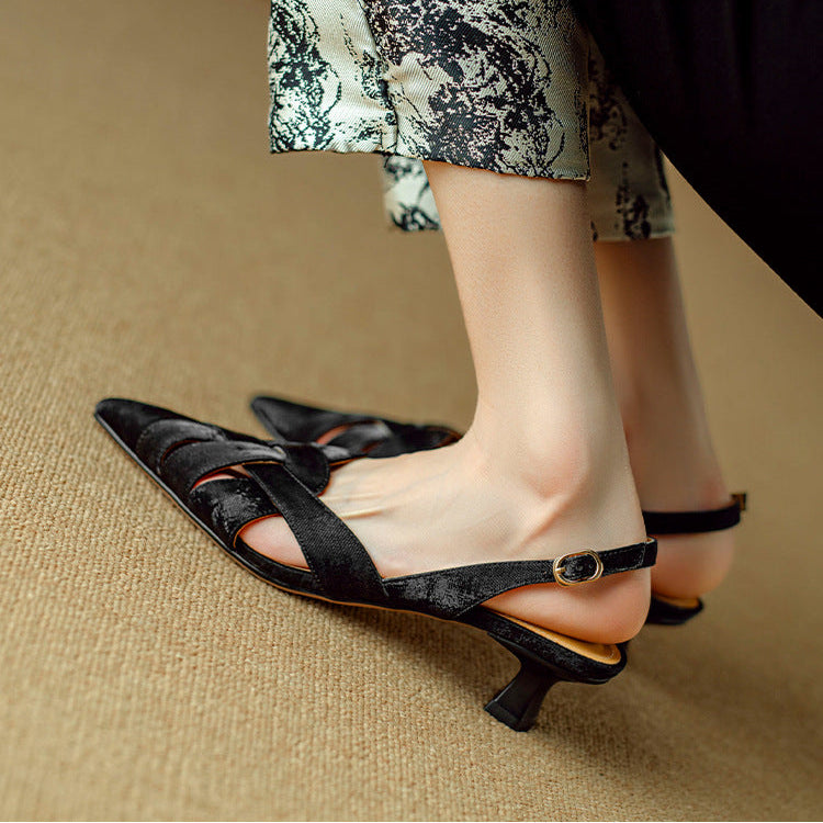 Josephine | Woven Leather Slingback Heels