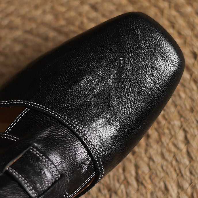 Charlotte | Square-Toe Leather Mules