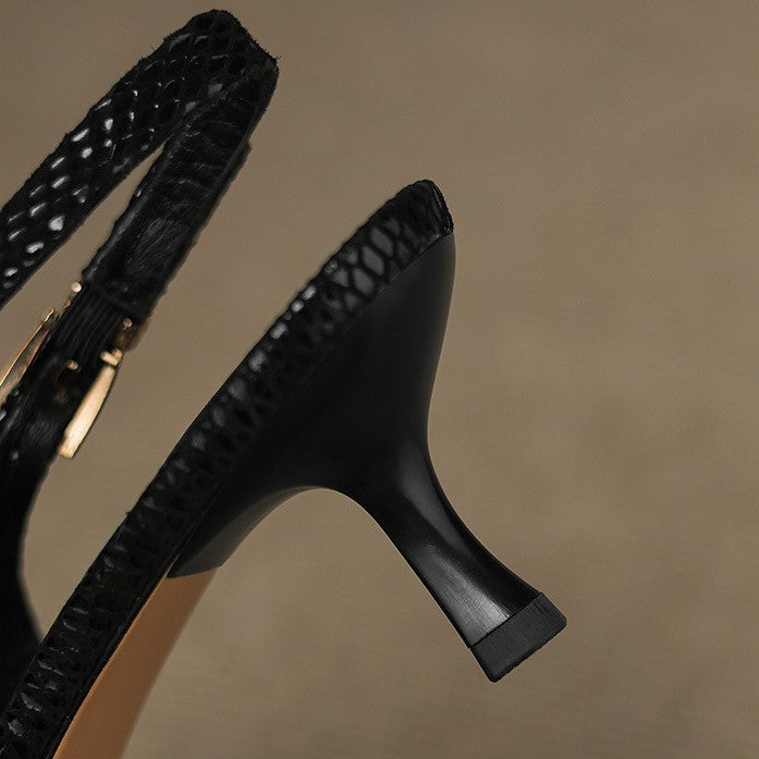 Evangeline Garnet Wine slingback heels styled for evening