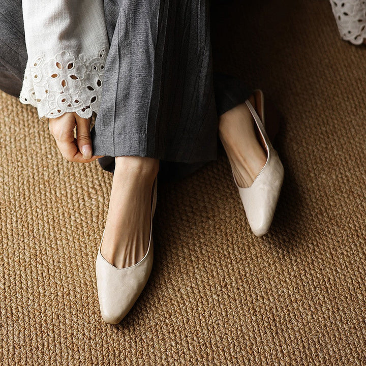 Lucille wedge slingbacks, close-up of softly rounded toe