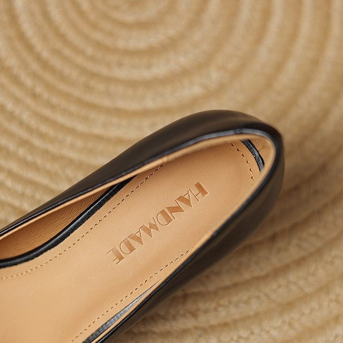 Carolyn | Pleated Square-Toe Leather Pumps