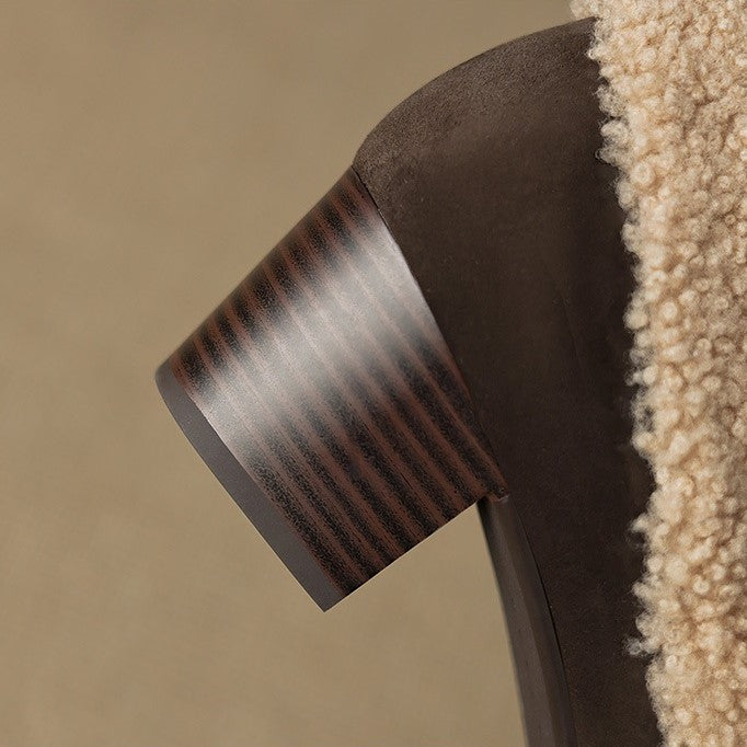 Dolores shearling-lined suede block heels, both colors side by side