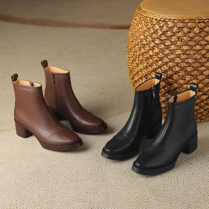 Velisse Leather Block Boots
