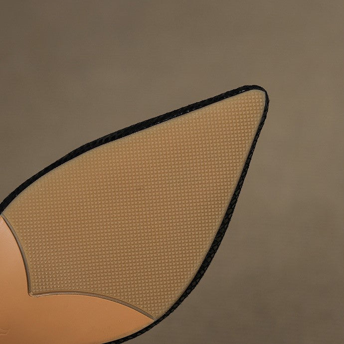 Evangeline pointed leather slingback heels, both colors side by side