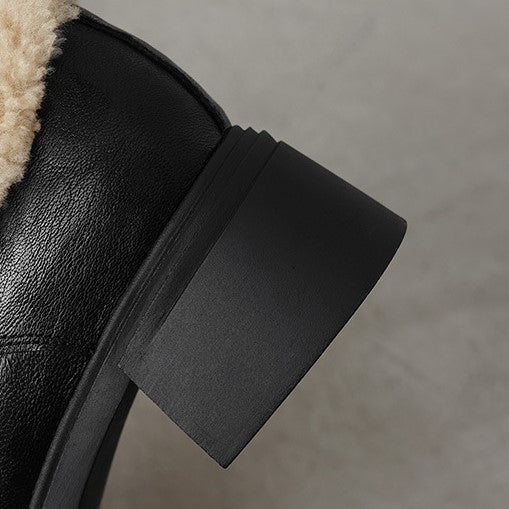 Maribel shearling-lined leather oxford heels, both colors side by side