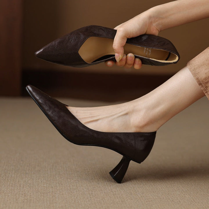Maureen | Pointed Lambskin Sculpted Pumps
