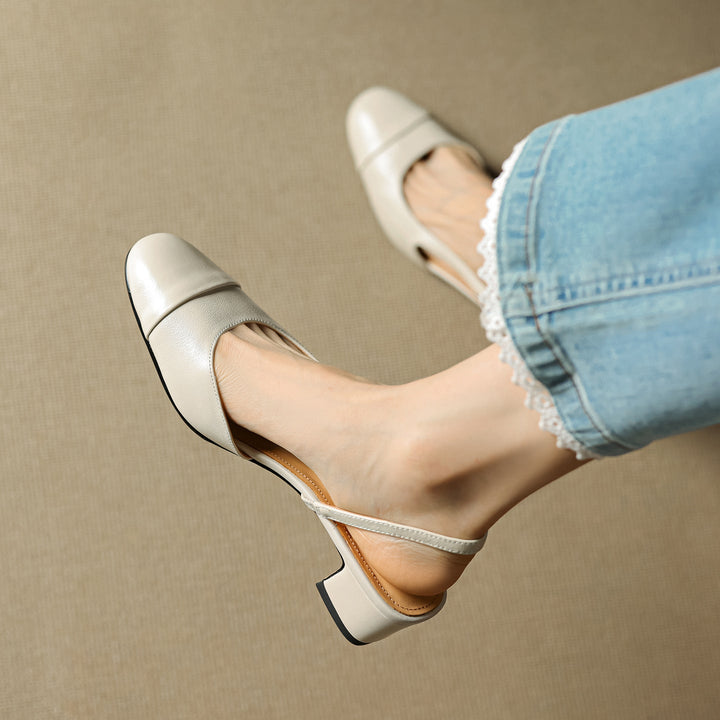 Harlow | Cap-Toe Leather Slingback Heels