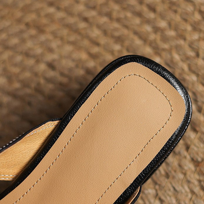 Charlotte | Square-Toe Leather Mules