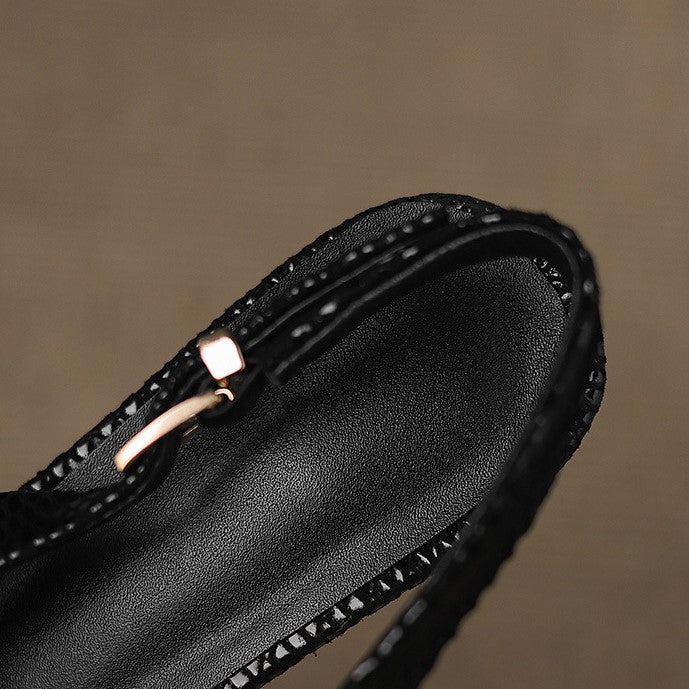 Sole and heel detail of Evangeline leather slingback heels
