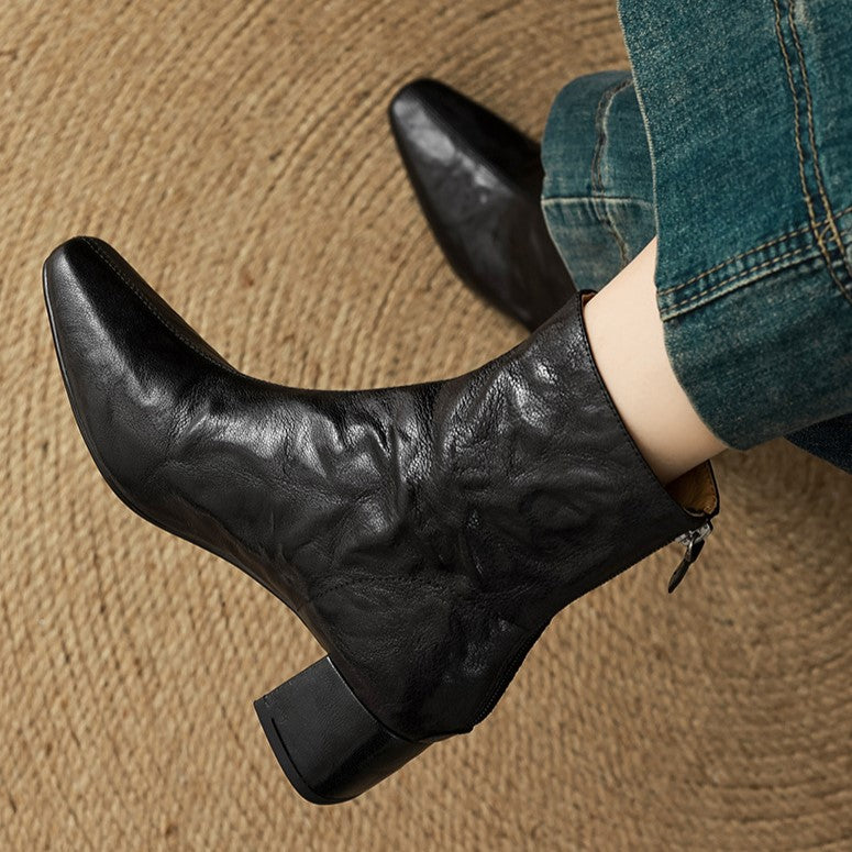 Marais Wrinkled Leather Ankle Boots