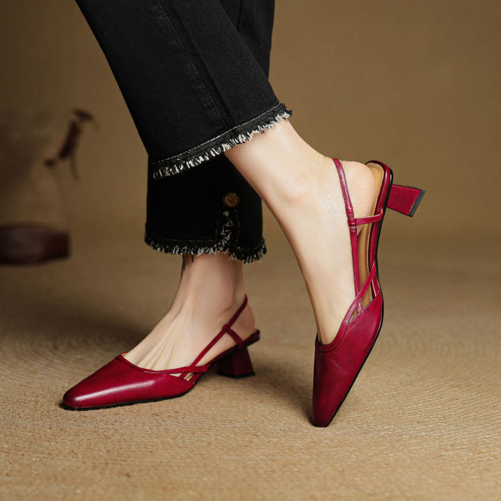 Pauline cross-strap leather slingback heels, all three colors