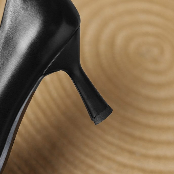 Carolyn | Pleated Square-Toe Leather Pumps