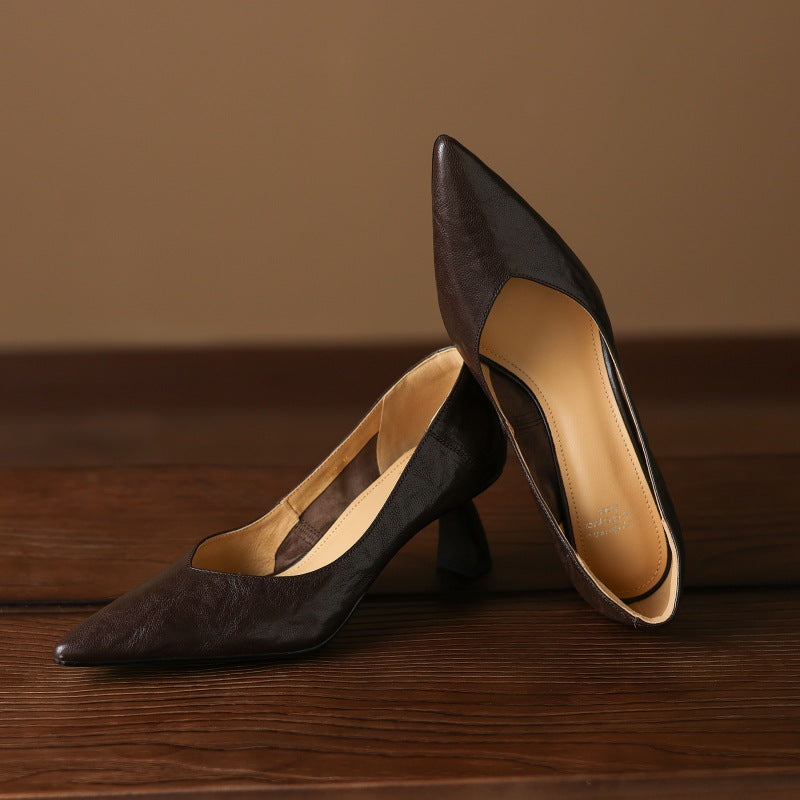 Maureen | Pointed Lambskin Sculpted Pumps