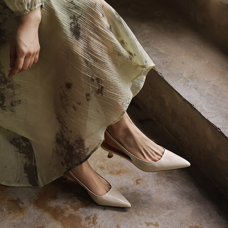Lillian | Lambskin Leather Slingback Heels