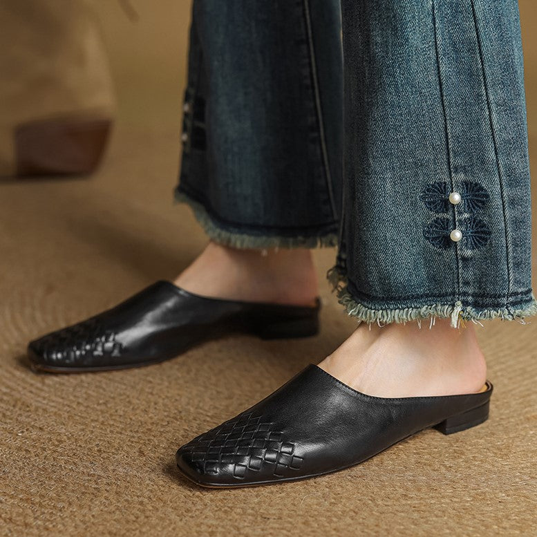 Sole detail of Meredith woven leather mules