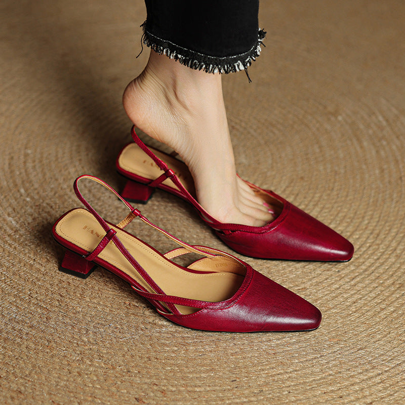 Sole and heel detail of Pauline leather slingback heels