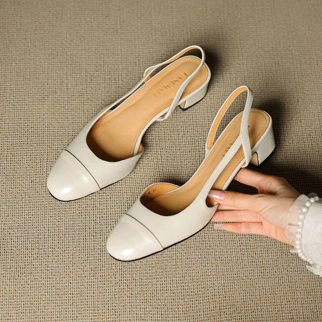 Harlow | Cap-Toe Leather Slingback Heels