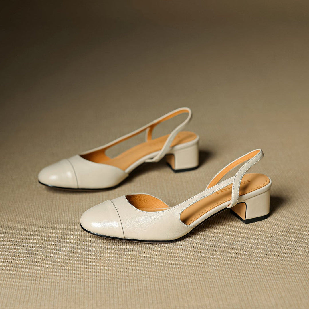 Harlow | Cap-Toe Leather Slingback Heels