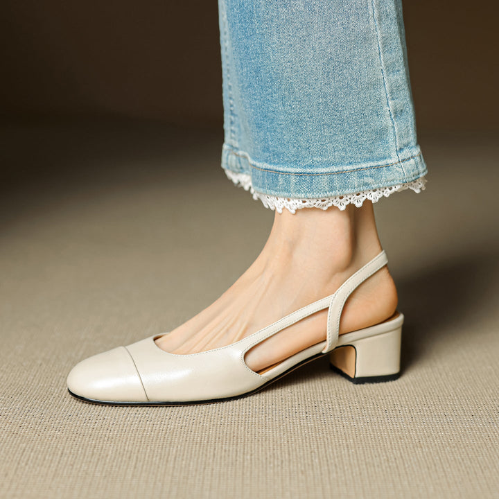 Harlow cap-toe leather slingback heels, all three colors