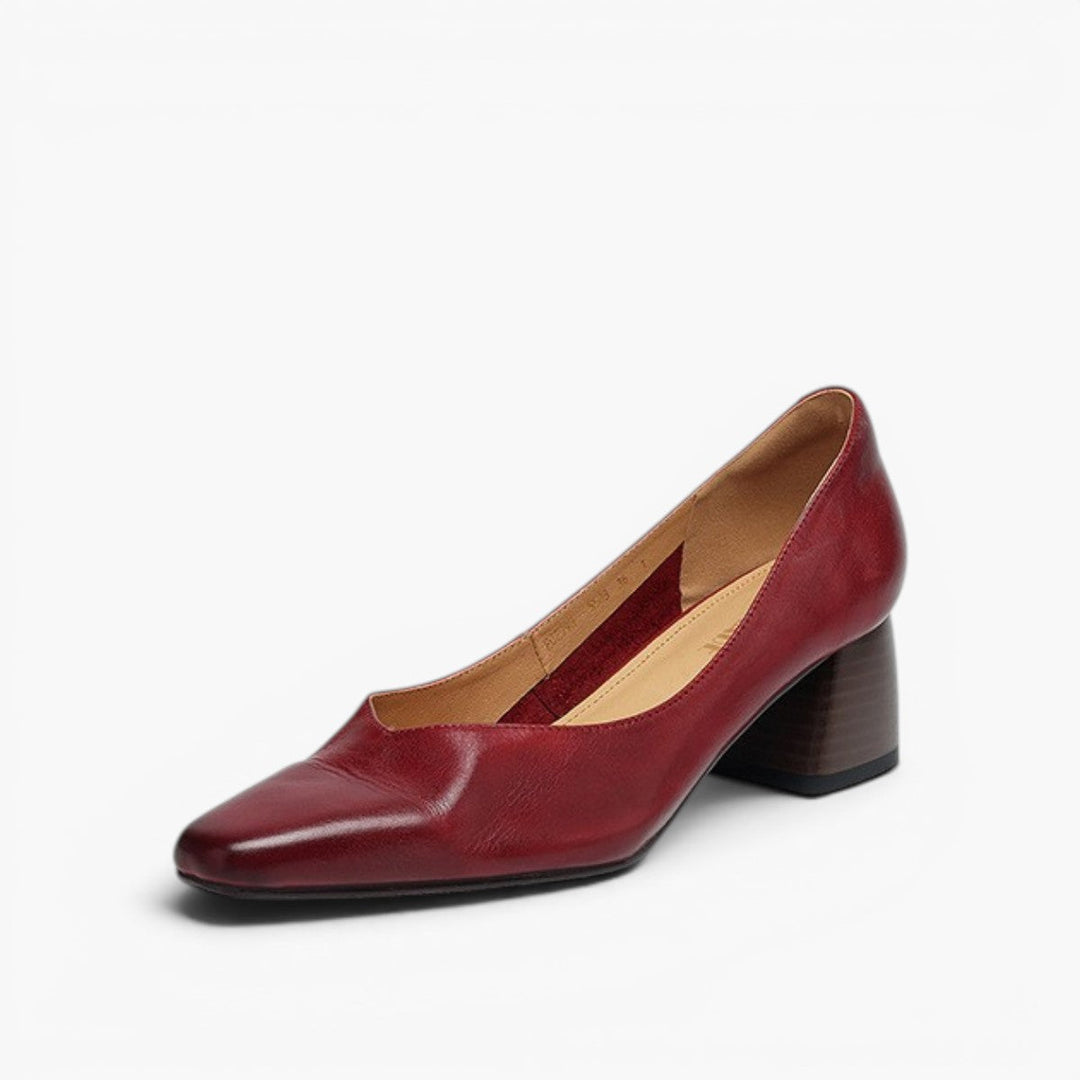 Katharine | Square-Toe Leather Pumps