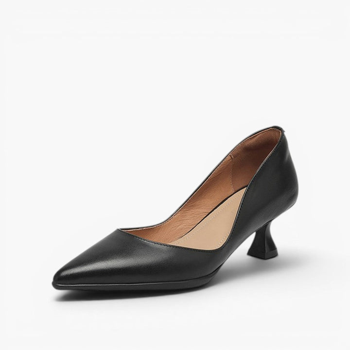 Adeline | Pointed Leather Kitten Heels