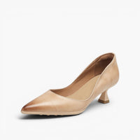 Adeline | Pointed Leather Kitten Heels