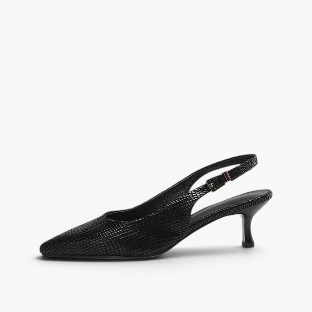Evangeline slingback heels, detail of cushioned leather insole
