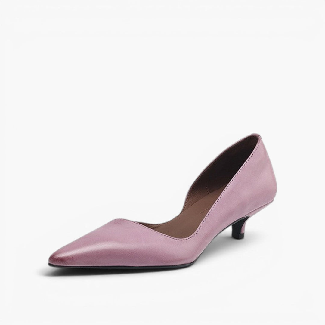 Women's leather kitten heel pumps, side profile