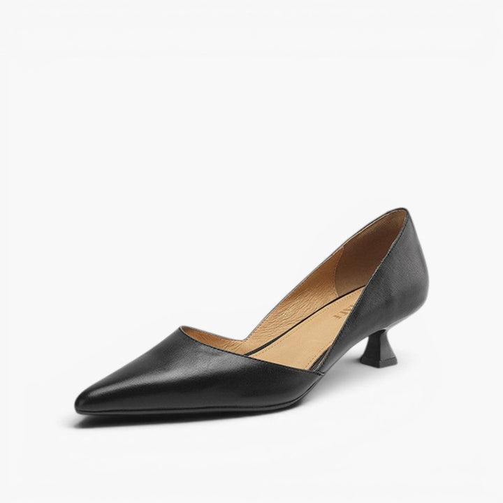 Vivian | Pointed Leather Kitten Heels
