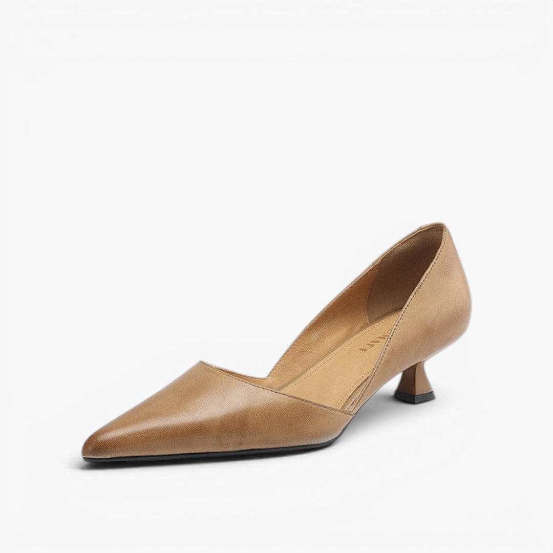 Vivian | Pointed Leather Kitten Heels