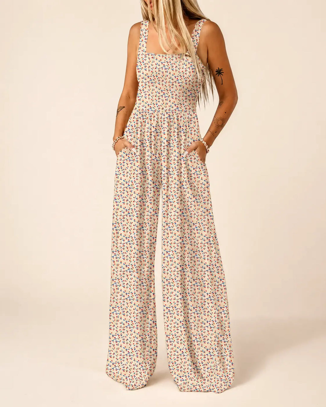 Susina™ - Wide-Leg Smocked Jumpsuit