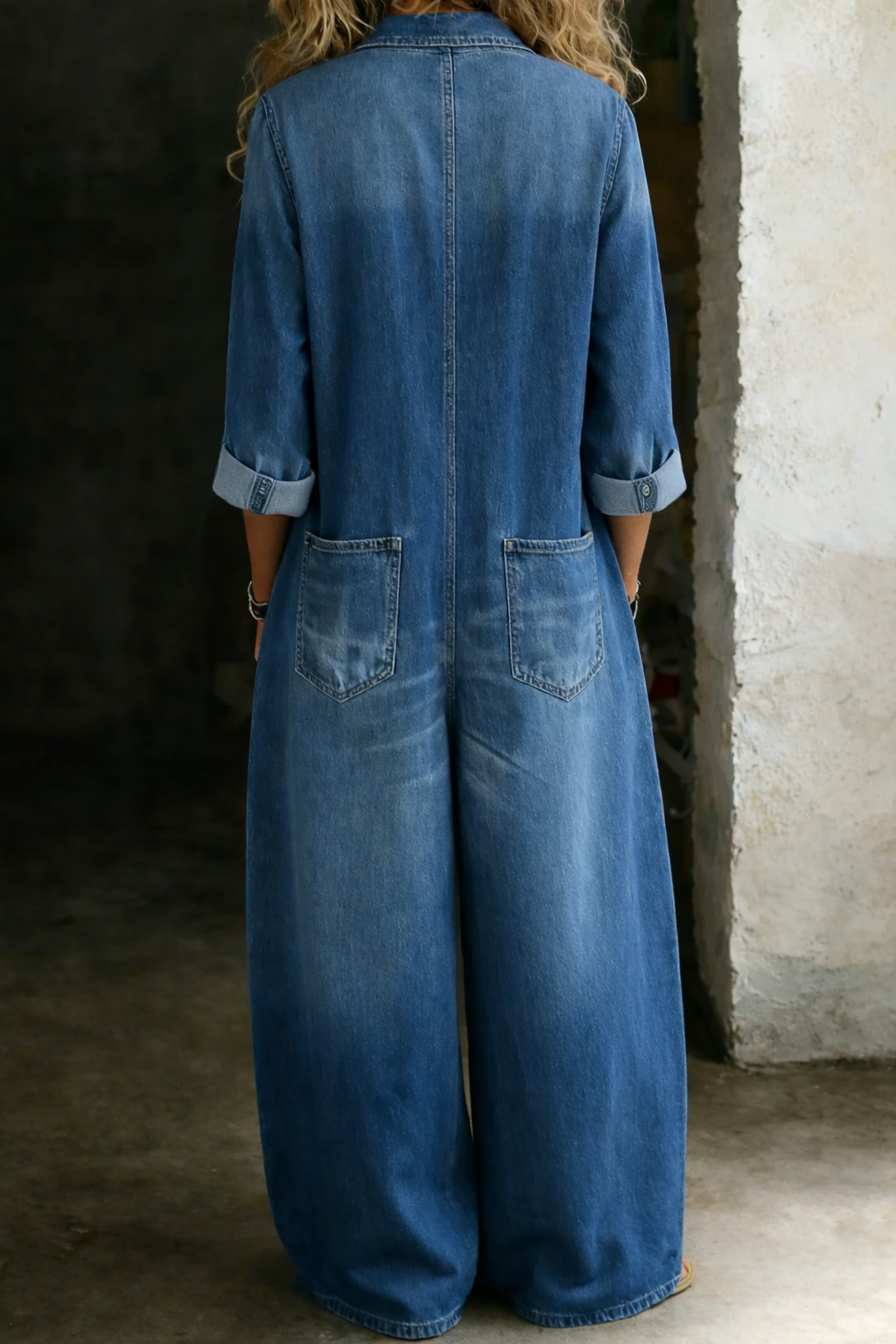 Inès™ - Casual Wide-Leg Denim Jumpsuit