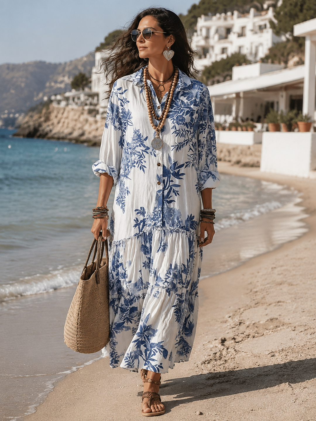 Nadia™ - Floral Maxi Dress with Button Details