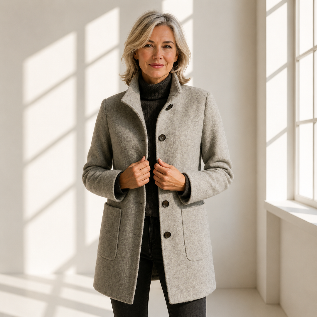 Button-Front Tailored Midi Coat