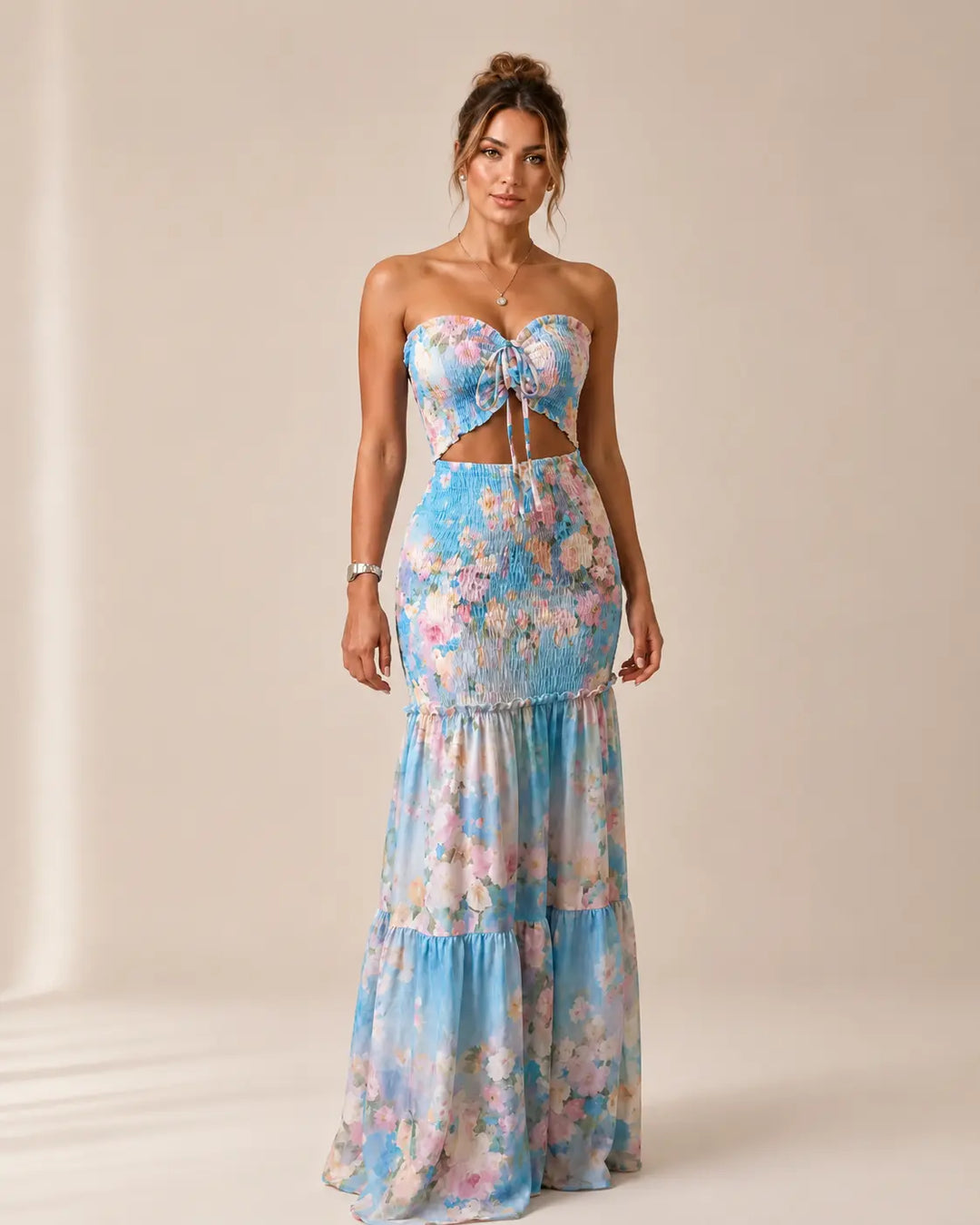 Rivelin™ - Tropical Tie-Front Maxi Set