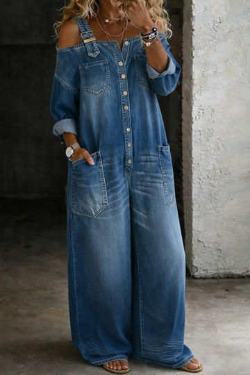 Camille™ - Casual Wide-Leg Denim Jumpsuit
