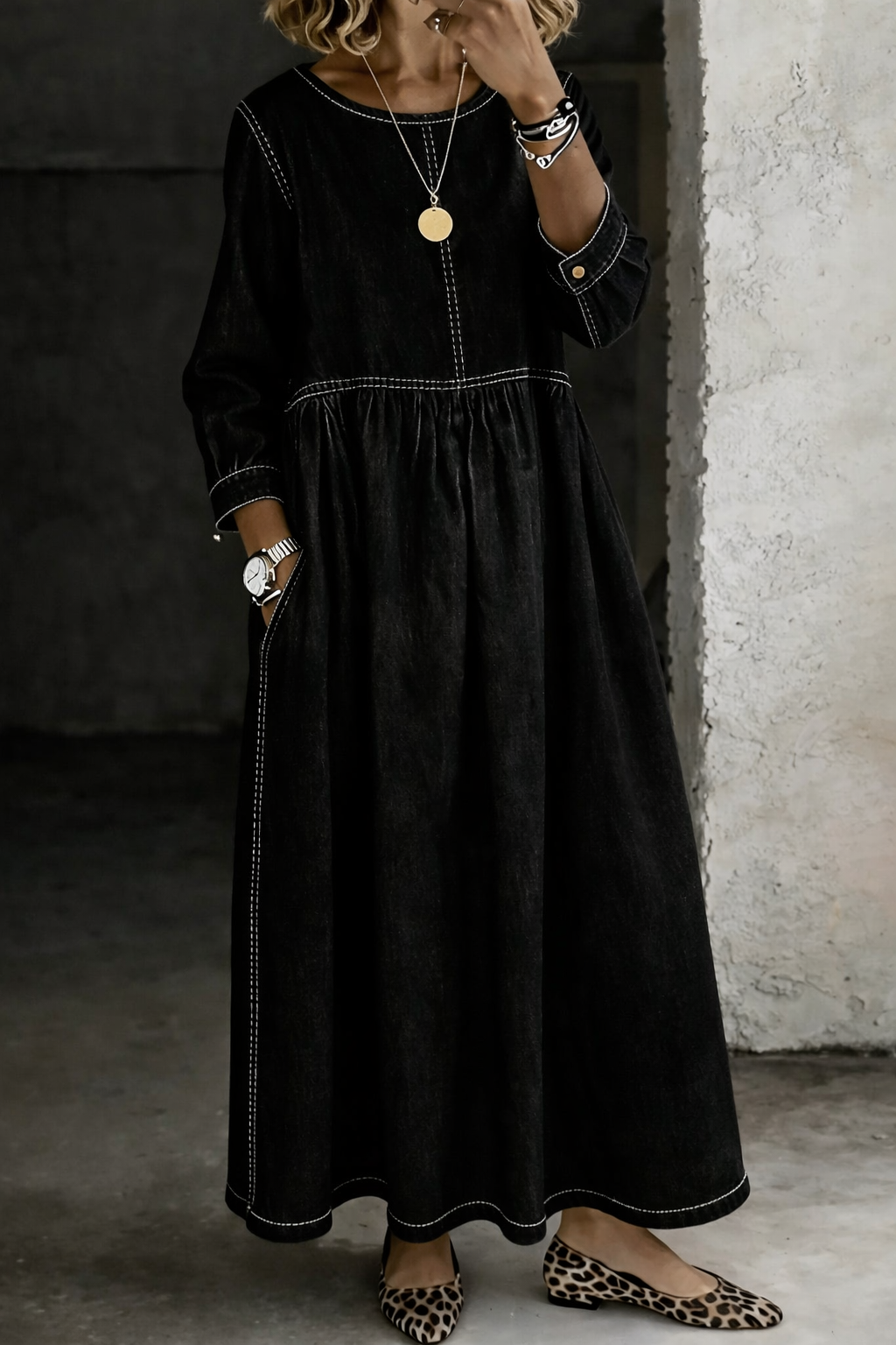 Allegria™ - Retro Denim Maxi Dress